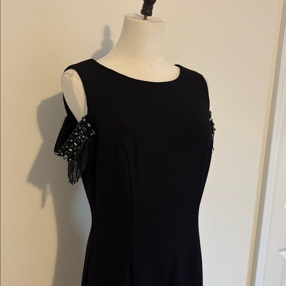 Eliza J Black Beaded Cold Shoulder Maxi Dress Size L - Picture 4 of 9